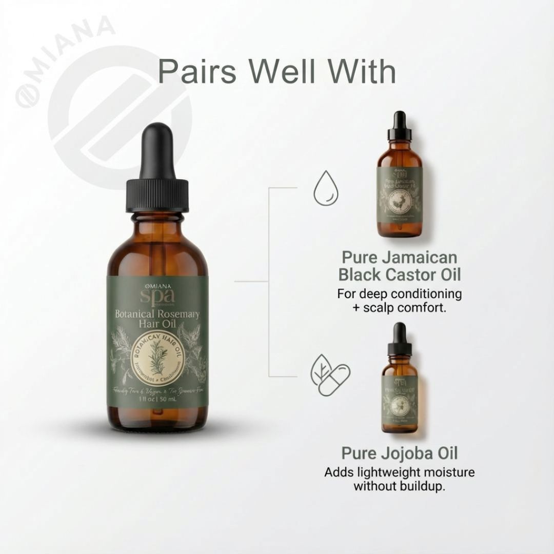 Omiana Natural Cosmetics Oil Botanical Rosemary Hair Oil – Lightweight Conditioning Oil for Scalp & Hair